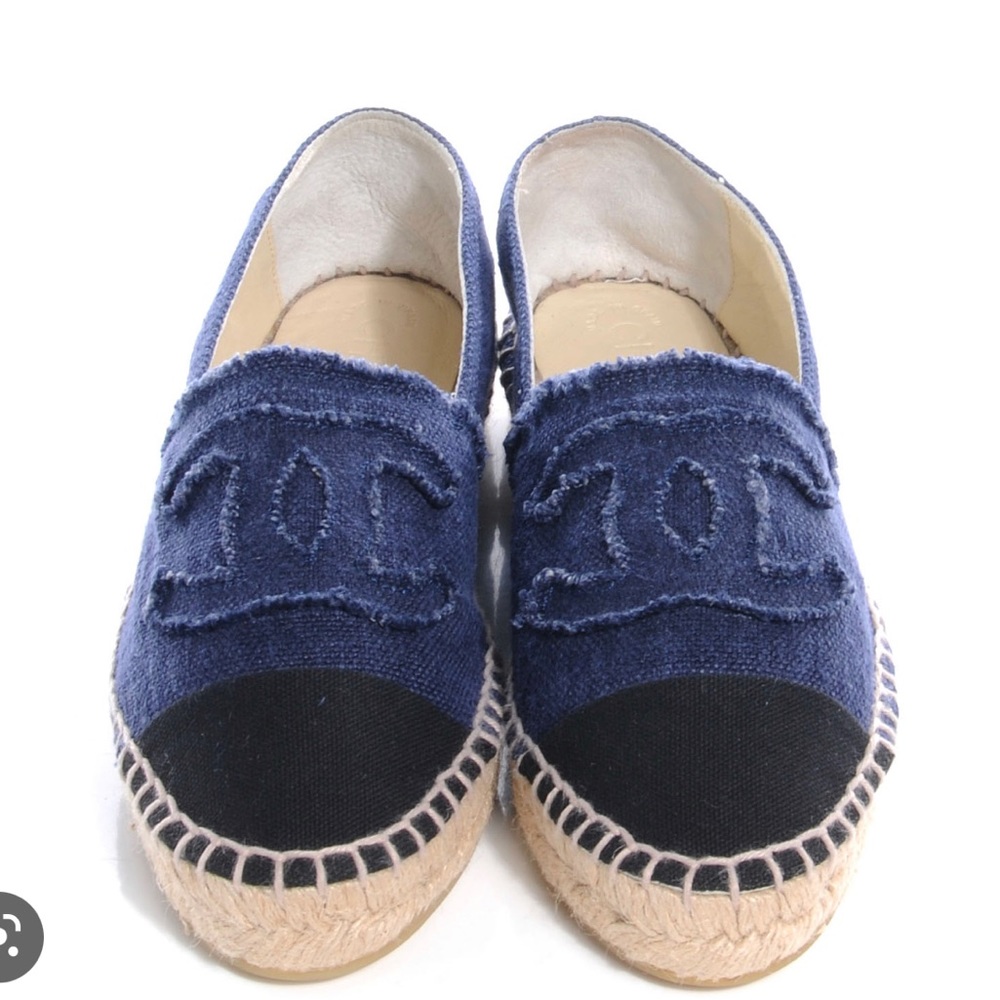 Chanel espadrilles blue denim and black canvas size 38